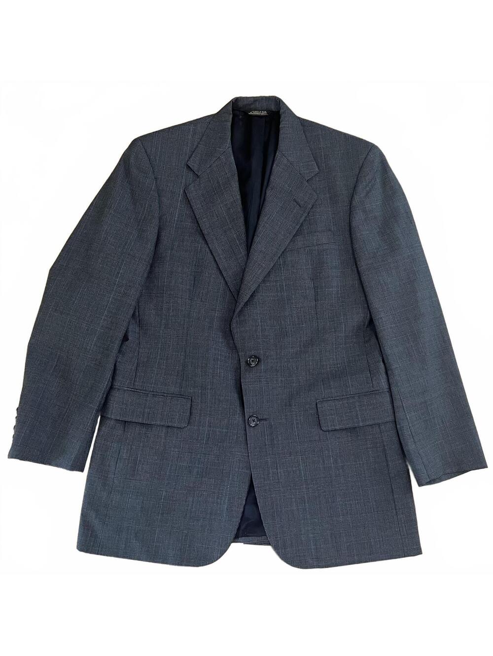 Vintage TMB Lancaster Blazer Gray Plaid Classic Preppy Business Tailored ~38R